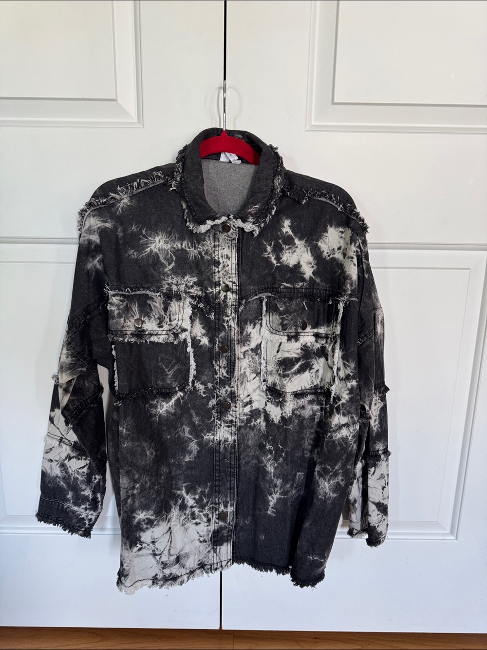 Elan Black & White Tie-Dye Denim Shirt Jacket